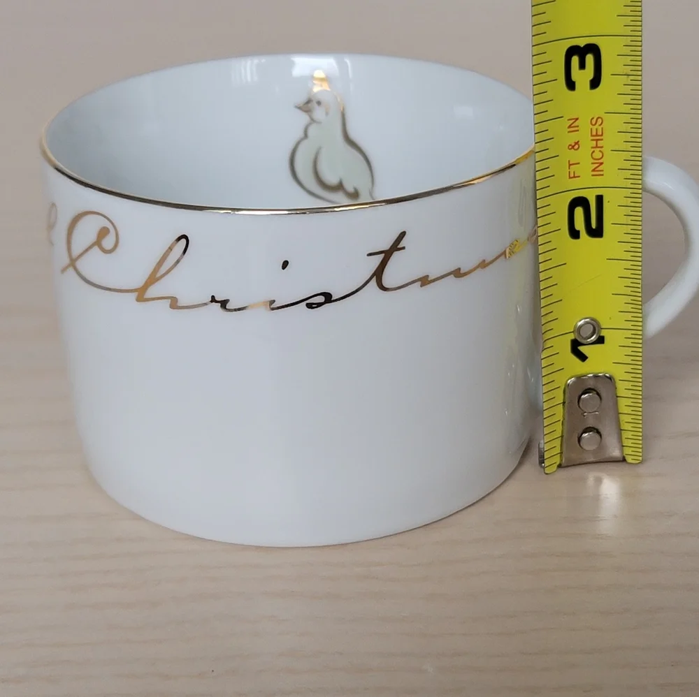 Pier 1 Cup and Saucer 12 Days Of Christmas On The First Day Partridge Gold Trim